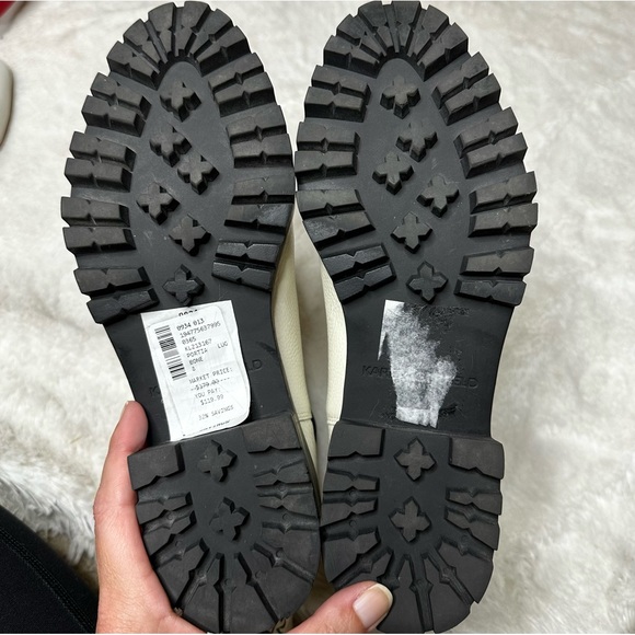 NWOB Karl Lagerfeld Paris Portia Lug Sole Chelsea Ankle Boots Bone Women’s 8 - Picture 8 of 13